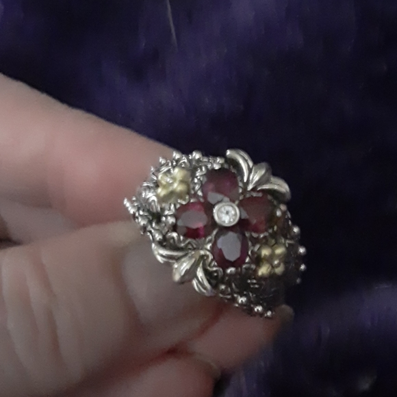 Rhodolite garnet sterling w/18k accent - Picture 2 of 4